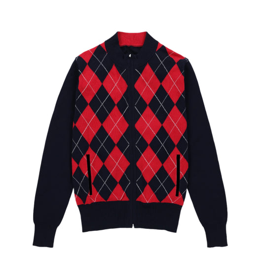 Womens Argyle Full Zip - Navy