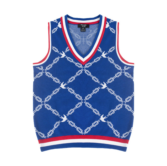Womens Birdie Links Jacquard Vest - Blue